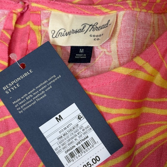 Universal Thread boho Balloon Long Sleeve Mini a-Line Dress Pink summer medium - Picture 7 of 16